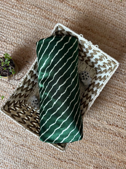 GREEN LEHERIYA MASHRU SILK FABRIC MSF- 13