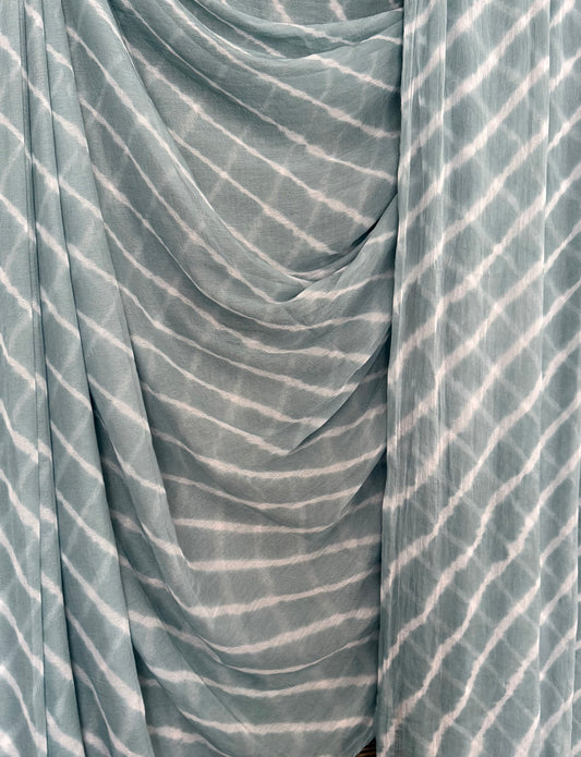 SMOKE GRAY MULTI LEHERIYA HANDCRAFTED CHIFFON SARI CL -205