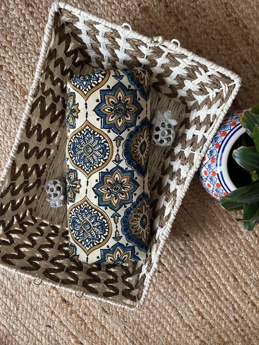 BEIGE AJRAKH MODAL HANDCRAFTED NATURAL DYE PRINTED FABRIC MF-6