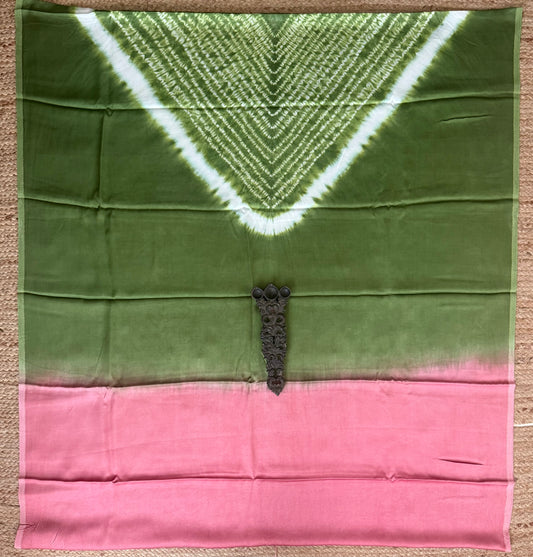Glauque Green ombrã© modal silk shibori kurta/kaftan material