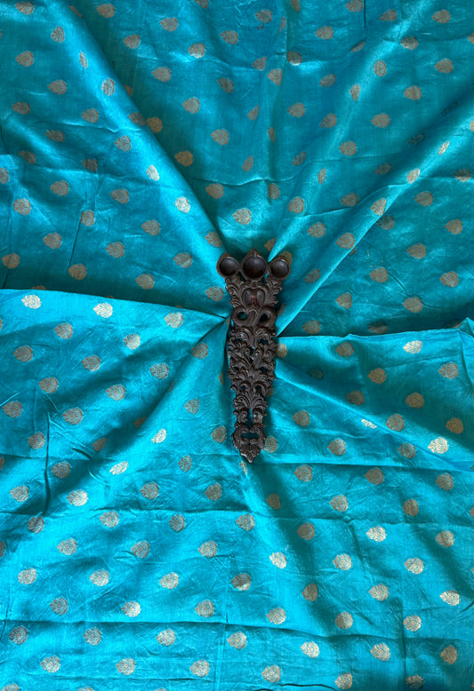 SKY BLUE CHANDERI SILK BANARASI BUTTI UN STITCHED BLOUSE PIECE