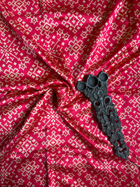 Pink printed mashru silk un stitched blouse piece