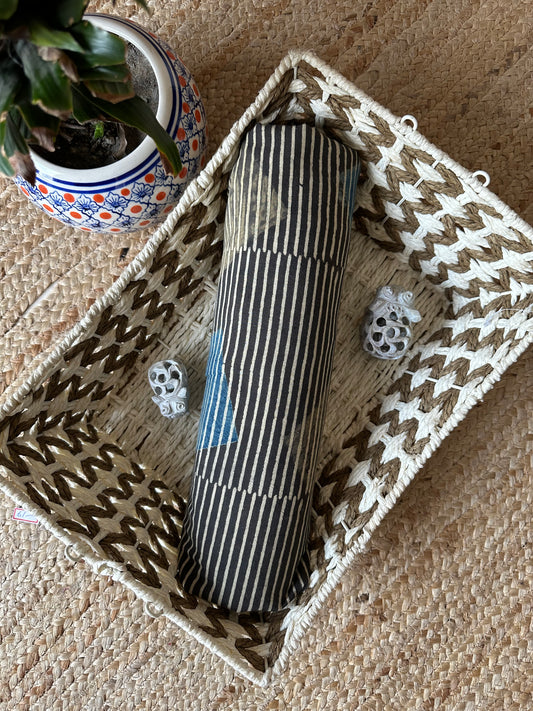 BLACK AJRAKH HANDCRAFTED NATURAL DYE PRINTED FABRIC CF - 9