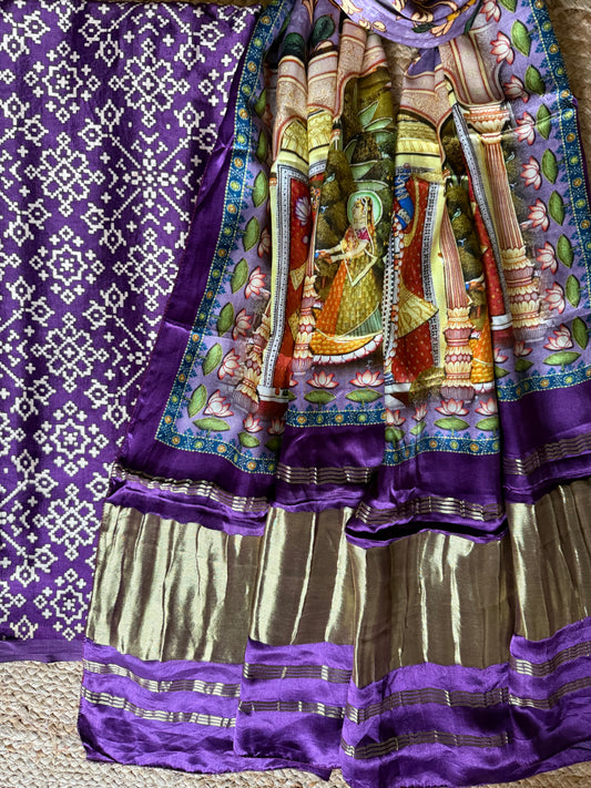 PURPLE PATOLA MASHRU SILK KURTA WITH PATOLA PICHWAI HANDCRAFTED MODALSILK DUPATTA PS-247