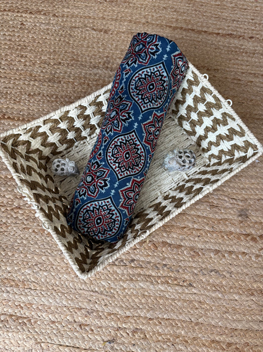Blue ajrakh modal handcrafted natural dye printed fabric mf-