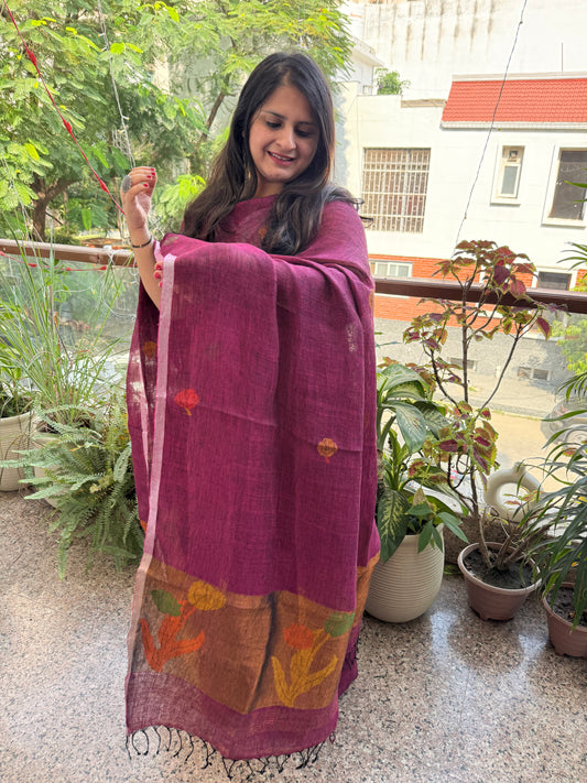 JAM PURPLE WOVEN LINEN  KURTA SET LJS- 208