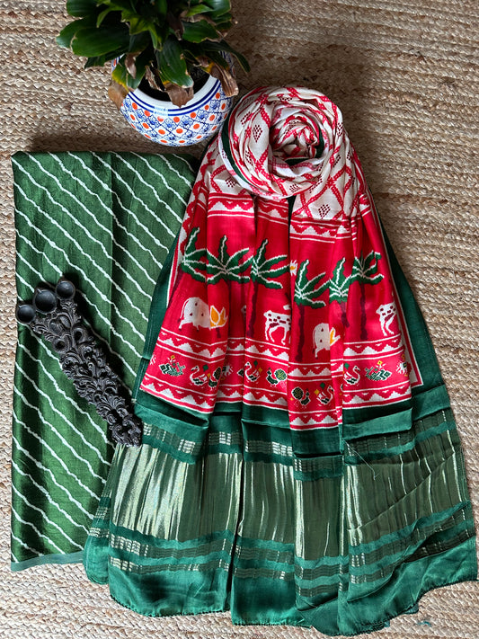 GREEN MASHRU SILK KURTA WITH PATOLA HANDCRAFTED MODAL SILK DUPATTA PS-1097