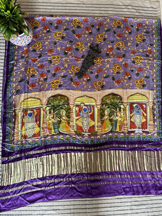 PURPLE PICHWAI PATOLA PRINT MODAL SILK DUPATTA