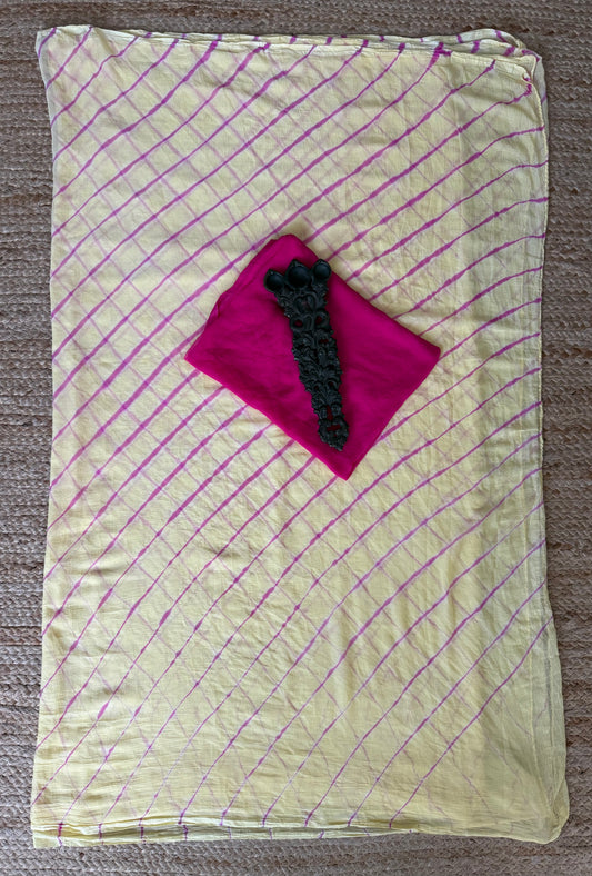 GOLDENRON PINK MULTI LEHERIYA HANDCRAFTED CHIFFON SARI CL -208