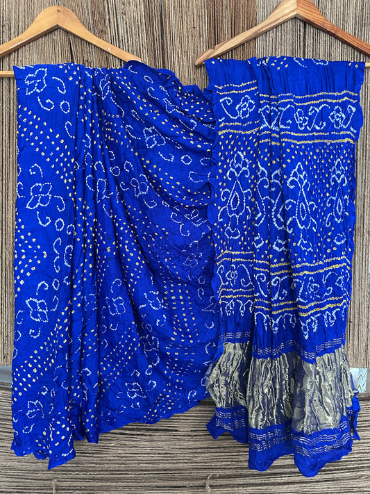 PERSIAN BLUE GAJJI DESIGNER SILK BANDHANI SARI