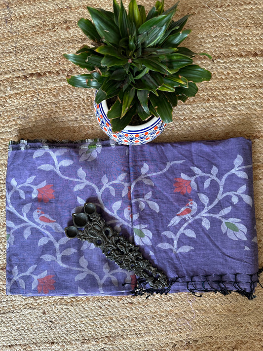 LIGHT PURPLE JAMDANI ALL OVER WOVEN MULL KURTA SET JAK- 2