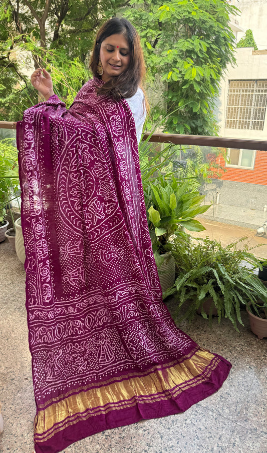 rai bandhani gajji silk Handcrafted Gharchola dupatta