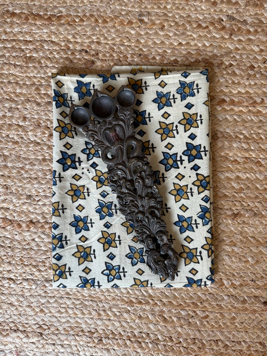 BEIGE AJRAKH HANDCRAFTED COTTON SILK UN STITCHED BLOUSE PIECE