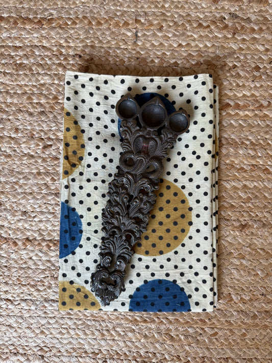 BEIGE AJRAKH HANDCRAFTED COTTON SILK UN STITCHED BLOUSE PIECE