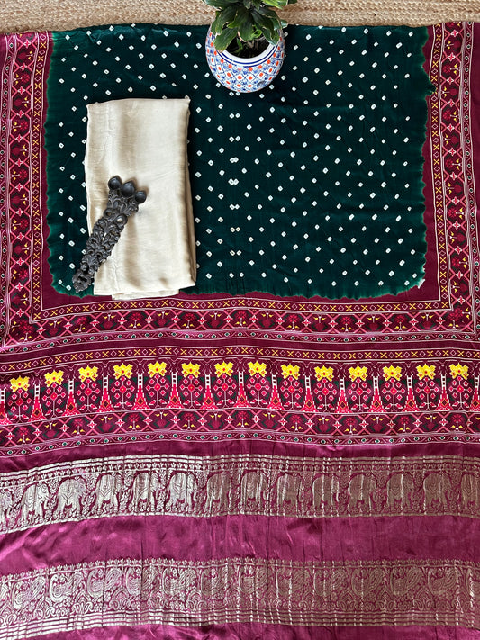 BEIGE GOLDEN MODAL SILK KURTA WITH BANDHANI PICHWAI HANDCRAFTED MODAL SILK DUPATTAS