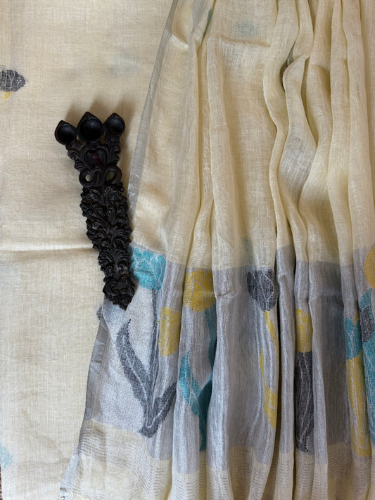 PASTEL YELLOW JAMDANI LINEN KURTA SET LJS-2010