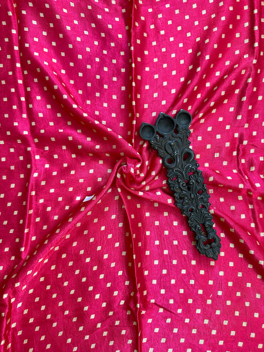 Pink printed mashru silk un stitched blouse piece