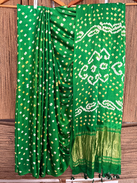 NEON GREEN MODAL SILK BANDHANI SARI