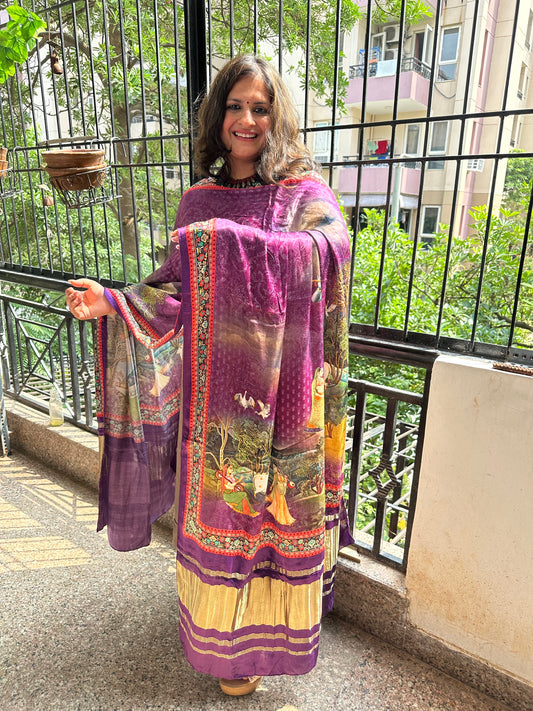 PURPLE PICHWAI PATOLA PRINT MODAL SILK DUPATTA