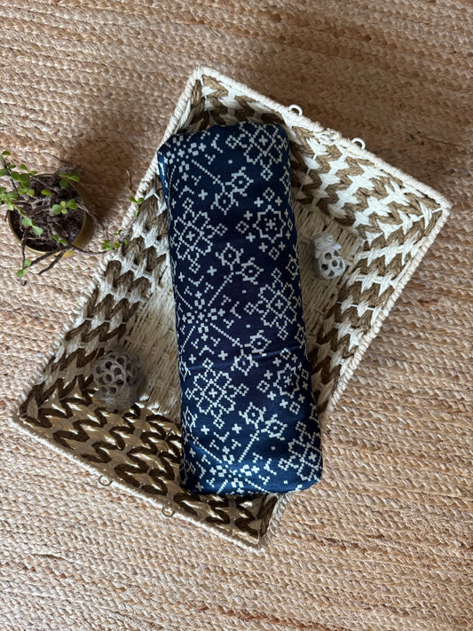 BLUE PATOLA PRINT MASHRU SILK FABRIC MSF- 19