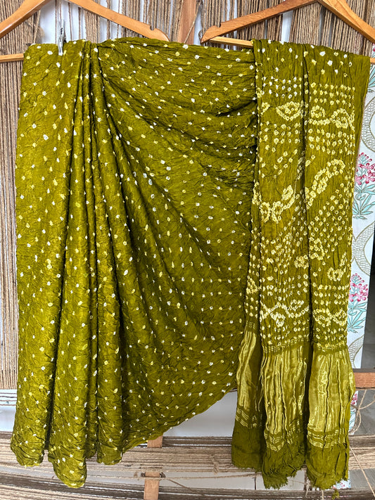 MEHENDI GREEN MODAL SILK BANDHANI SARI BS- 42