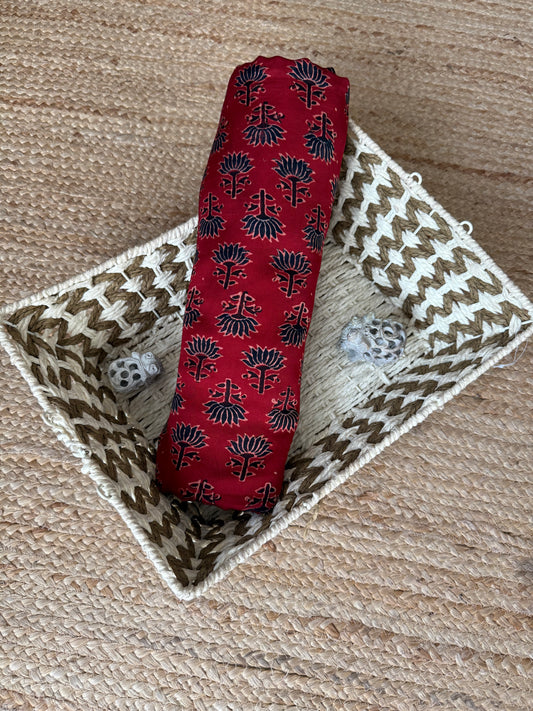 MAROON AJRAKH MODAL HANDCRAFTED NATURAL DYE PRINTED FABRIC MF-