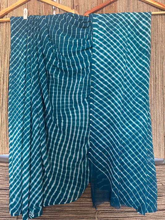 PINE GREEN LAHARIYA HANDCRAFTED CHIFFON SARI CL-8