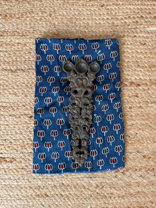 Pigeon Blue printed modal ajrakh silk un stitched blouse piece