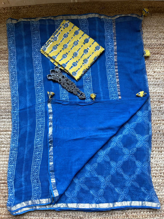 INDIGO AKOLA KOTA DORIA HANDBLOCK SARI