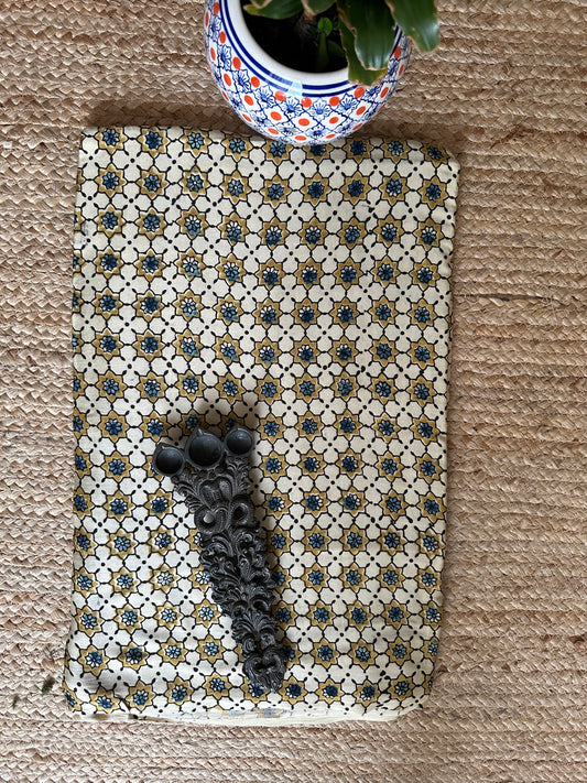 BEIGE AJRAKH MODAL HANDCRAFTED NATURAL DYE PRINTED FABRIC MF-3