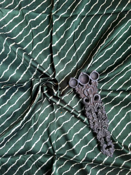 Green printed mashru silk un stitched blouse piece