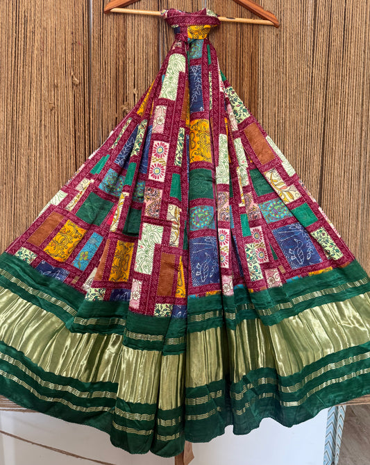 Green Multicolour patola print modal silk dupatta