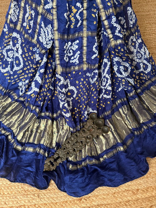 Blue handcrafted Gajji gharchola Dupatta