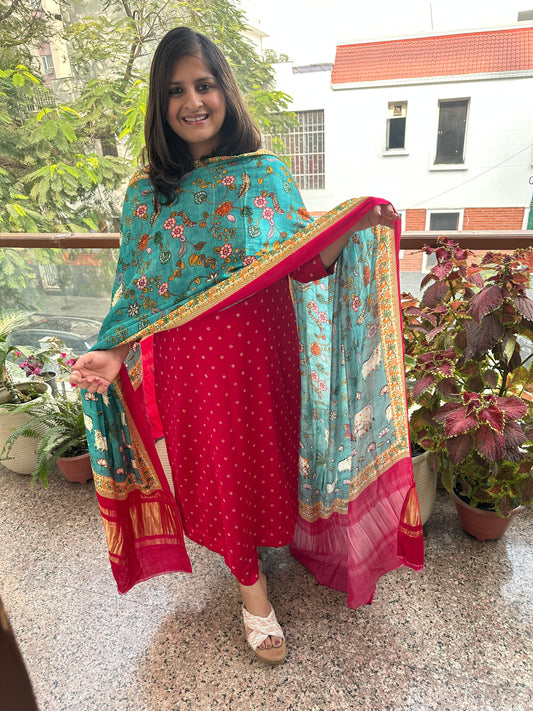 PINK MASHRU SILK KURTA WITH PATOLA PRINT MODAL SILK DUPATTAS PS-10115