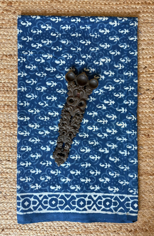 NAVY BLUE AJRAKH COTTON HANDBLOCK KURTA FABRIC