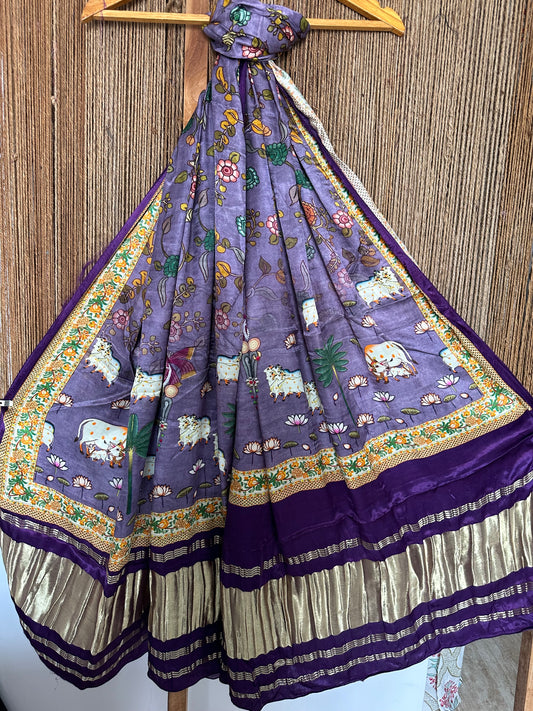 PURPLE PICHWAI PATOLA PRINT MODAL SILK DUPATTA