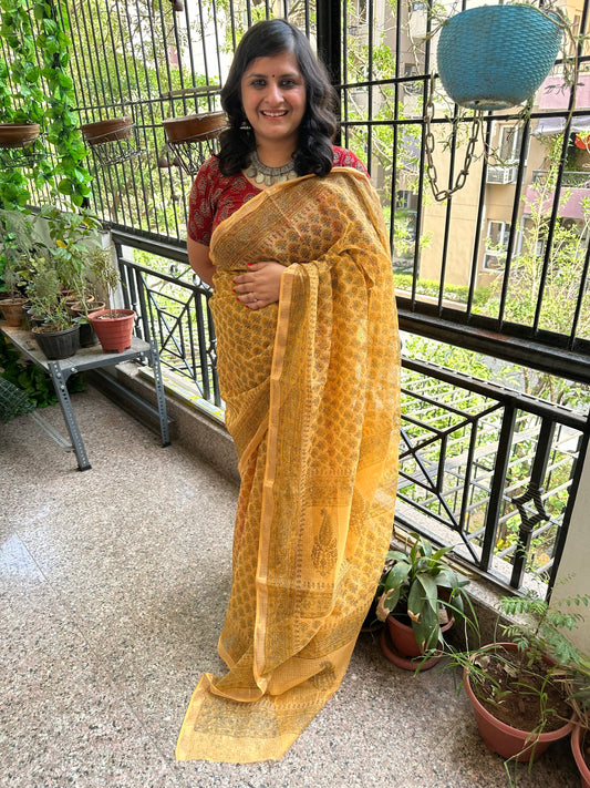 MUSTARD KOTA DORIA HANDBLOCK SARI