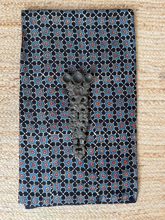 BLACK AJRAKH MODAL HANDCRAFTED NATURAL DYE PRINTED FABRIC MF-