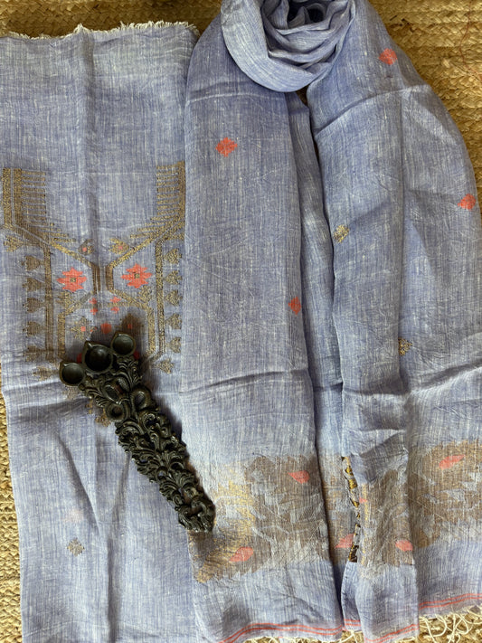 LIGHT PURPLE WOVEN LINEN  KURTA SET LJS- 2013