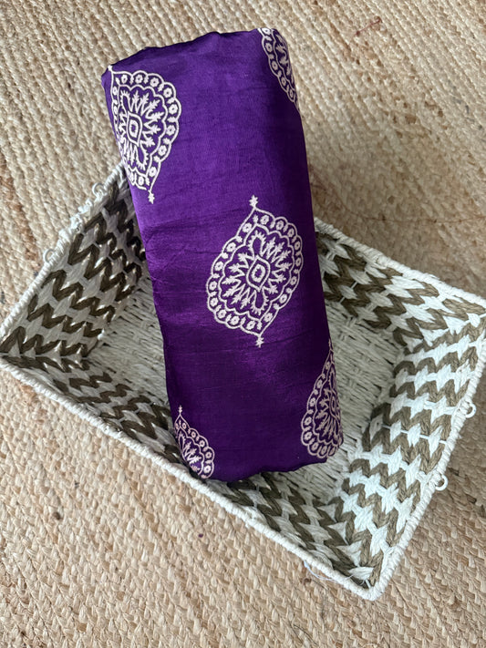 Purple Badam Butta mashru silk fabric