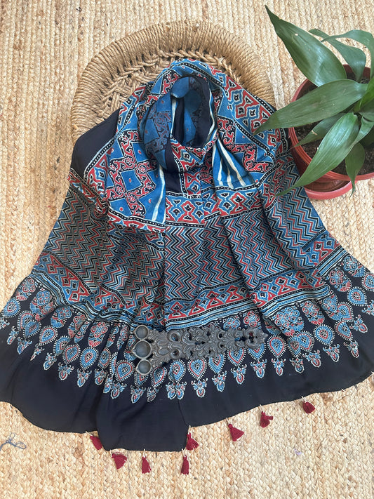 BLUE MODAL AJRAKH HANDCRAFTED STOLE