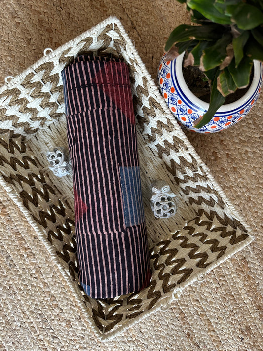 BLACK AJRAKH HANDCRAFTED NATURAL DYE PRINTED FABRIC CF - 8