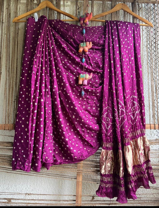 MAGENTA PURPLE MODAL SILK BANDHANI SARI