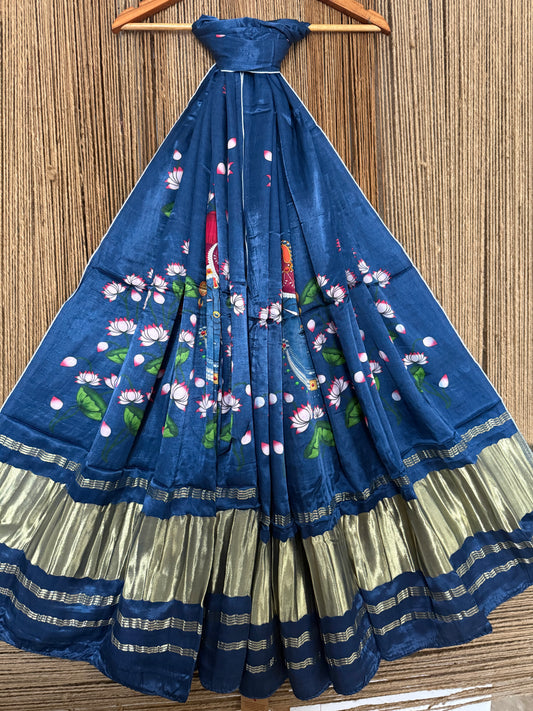 NAVY BLUE PICHWAI PRINT MODAL SILK DUPATTA