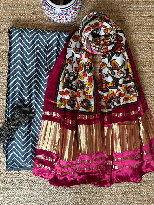 GREY MASHRU SILK KURTA WITH PATOLA HANDCRAFTED MODAL SILK DUPATTA PS-1080