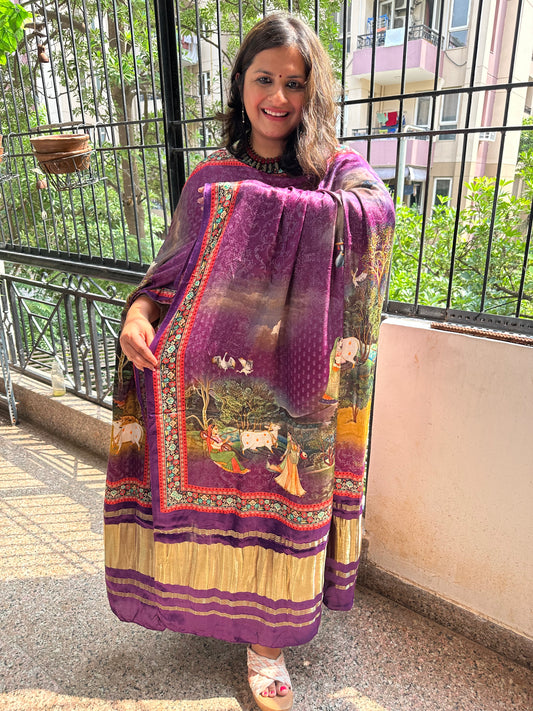 PURPLE PICHWAI PATOLA PRINT MODAL SILK DUPATTA