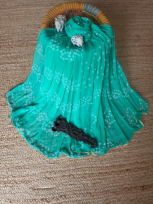 Tiffany blue chiffon leheriya dupatta