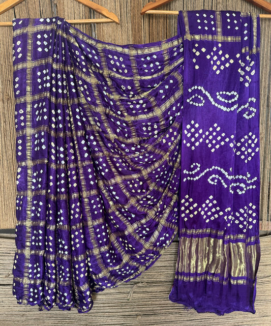 Purple modal silk gharchola bandhani sari bs- 68