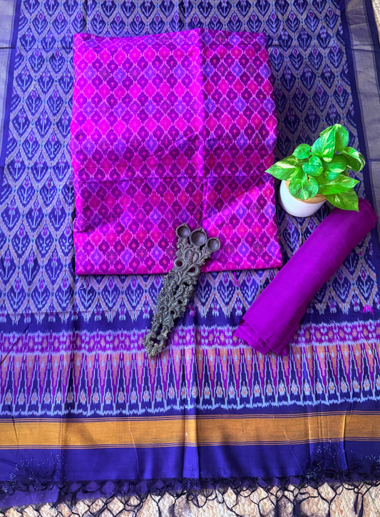 Palatinate Purple raw silk ikkat hanwoven kurta with Bottom ikkat patola pure silk handwoven dupatta