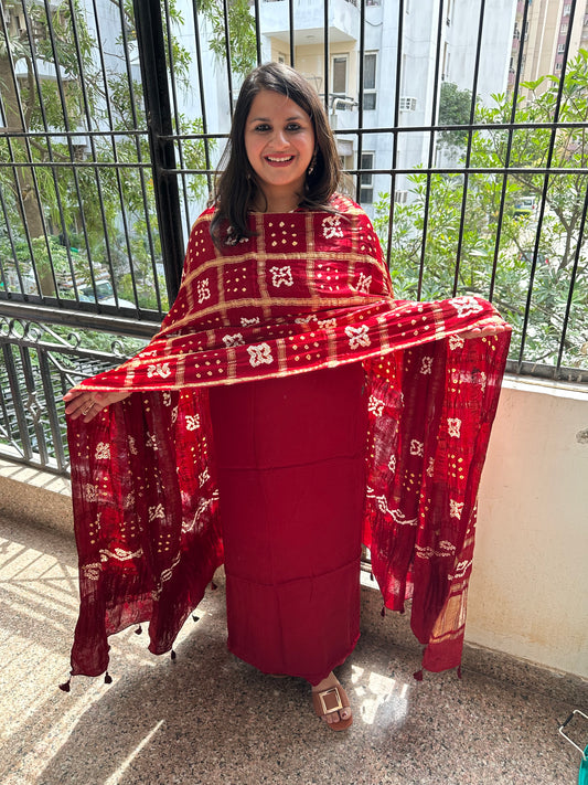 MAROON MODAL SILK KURTA WITH GHARCHOLA HANDCRAFTED MODAL SILK DUPATTA PS-1060